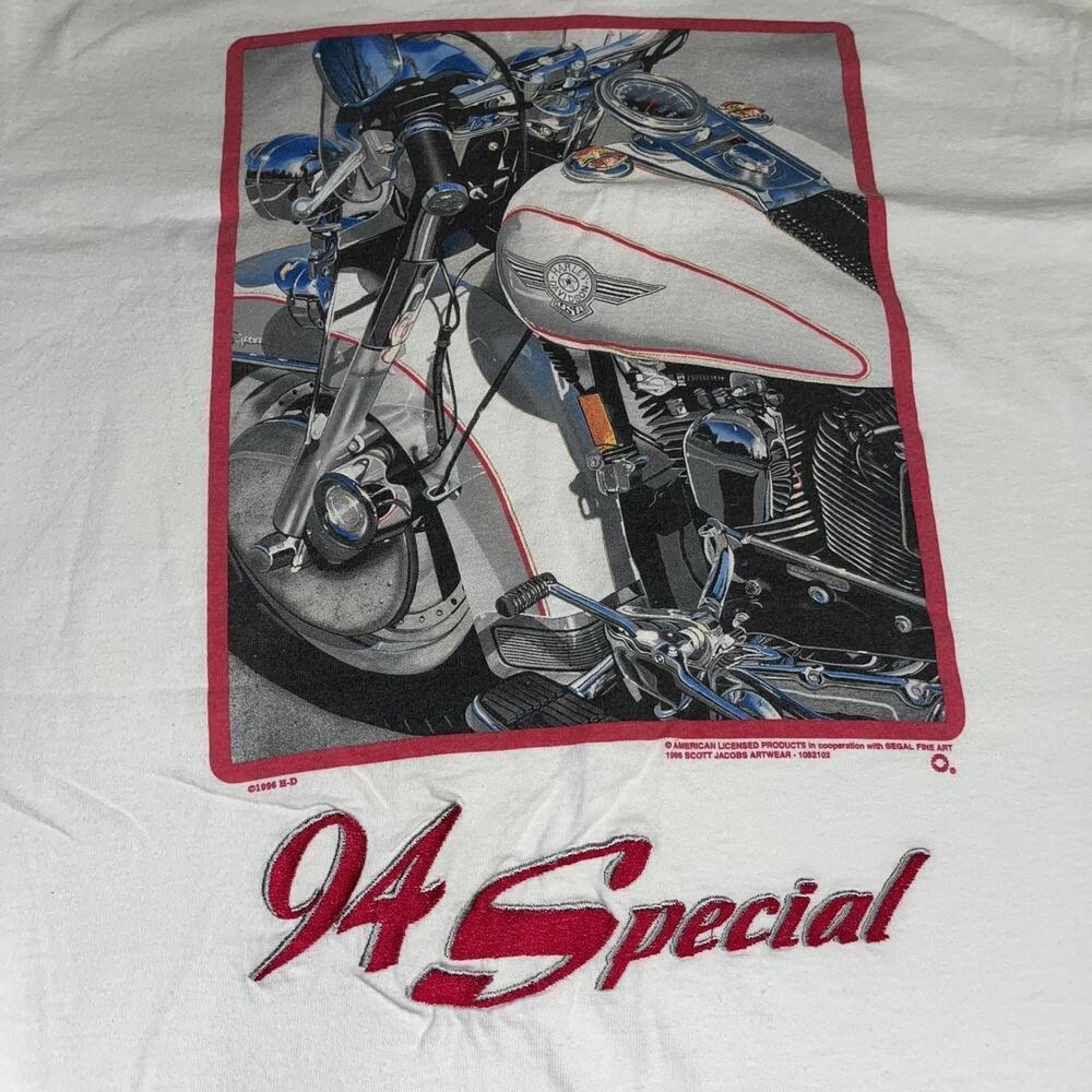 Vintage 1996 Harley Davidson Lee Tag 94 Special Men’s Large White Graphic TShirt - Picture 4 of 8